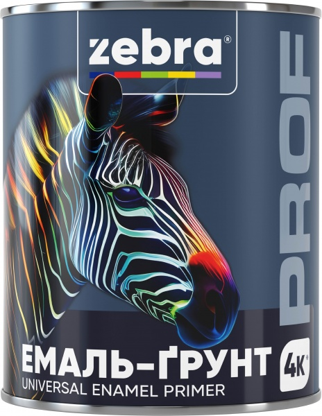 Емаль-грунт ZEBRA PROF 090P чорний глянець 12 кг